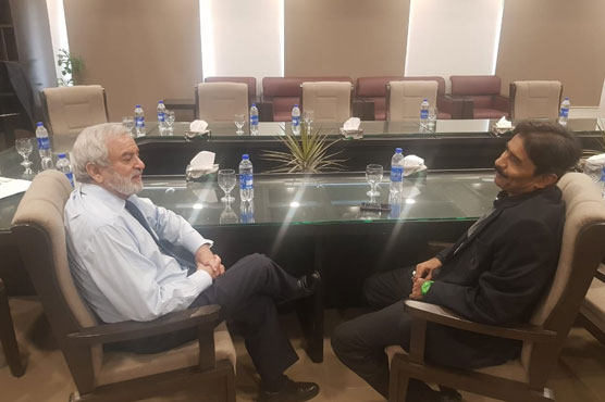 احسان مانی کے دورہ کراچی کا آخری روز، جاوید میاندار سے ملاقات